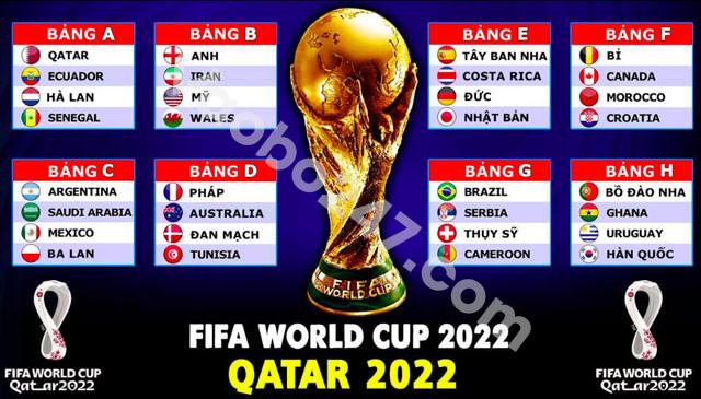 Các bảng đấu tại World Cup 2022