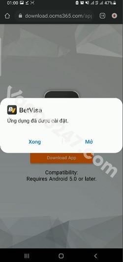 Mở ứng dụng Betvisa