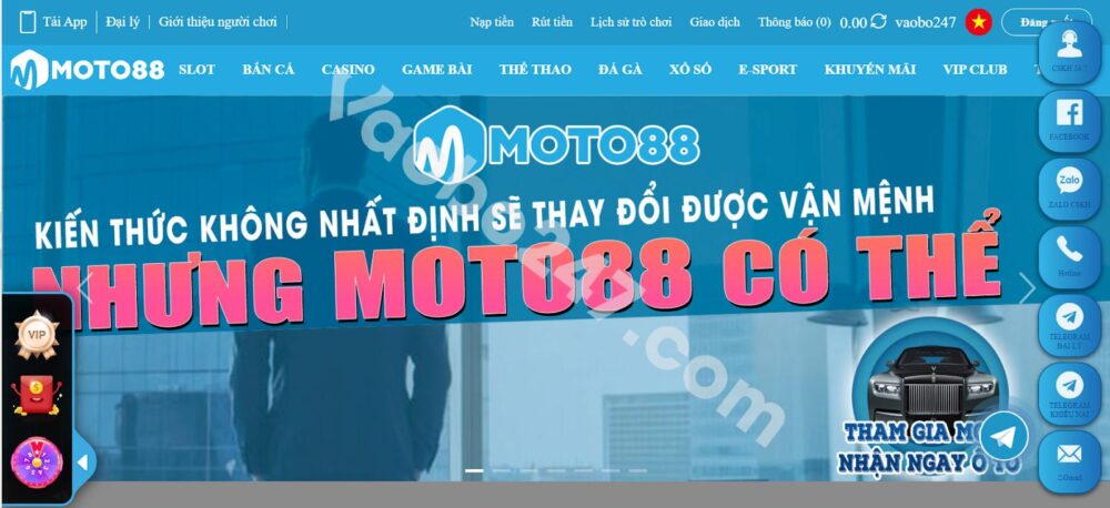 Người chơi đăng nhập vào tài khoản của mình tại Moto88