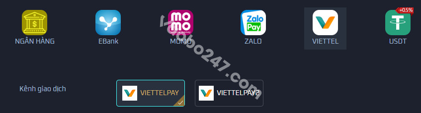 Lựa chọn ví Viettelpay để thực hiện giao dịch nạp tiền TF88 